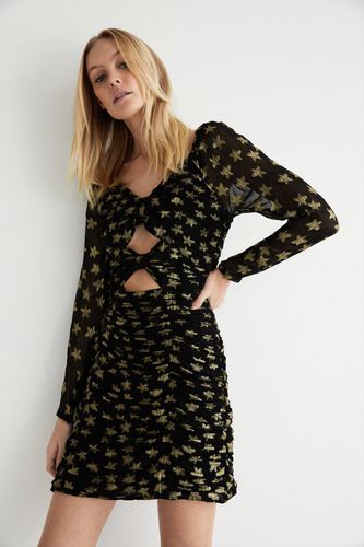 Womens Sparkle Jacquard Ruched Mini Dress - - 12 - Warehouse - Modalova