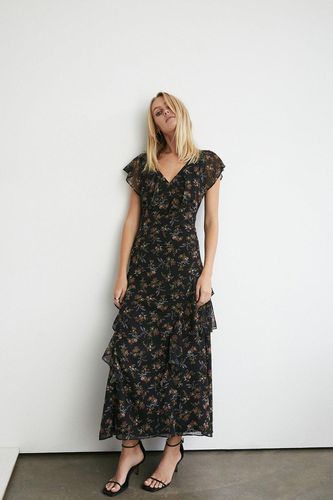 Womens Floral Ruffle Maxi Dress - - 10 - Warehouse - Modalova
