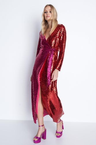 Womens Rectangle Sequin Wrap Midi Dress - - M - Warehouse - Modalova