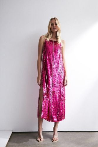 Womens Sequin Diamante Trim Midi Dress - - 12 - Warehouse - Modalova
