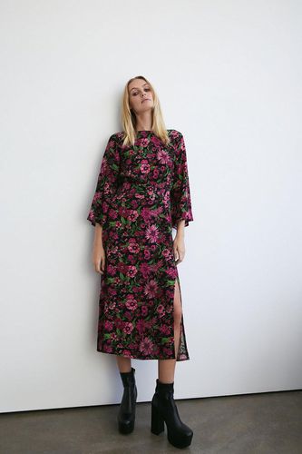 Womens Floral Belted Midi Dress - - 10 - Warehouse - Modalova