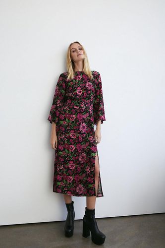 Womens Floral Belted Midi Dress - - 16 - Warehouse - Modalova