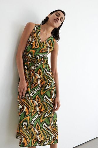 Womens Textured Jersey Abstract Drawstring Midi Dress - - L - Warehouse - Modalova