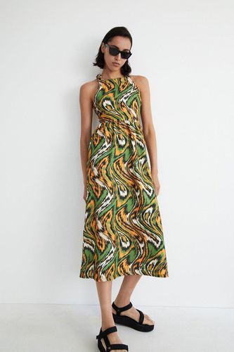 Womens Textured Jersey Abstract Cross Back Midi Dress - - XS - Warehouse - Modalova