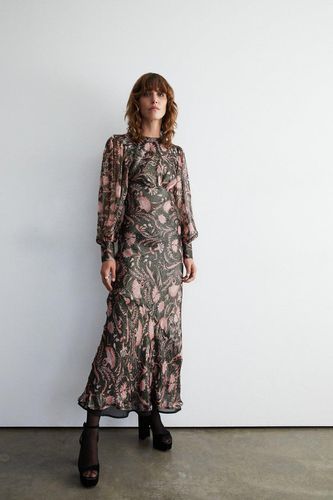 Womens Sparkle Floral Print Bias Cut Midi Dress - - 16 - Warehouse - Modalova