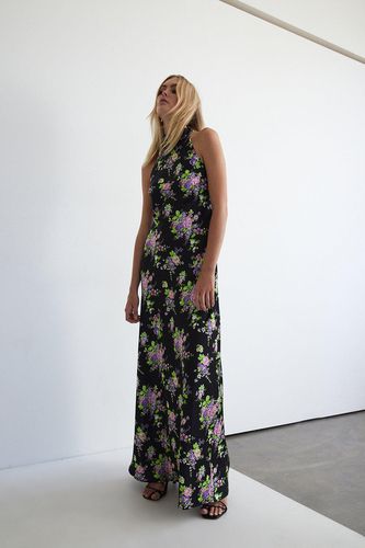 Womens Floral Satin Halter Backless Slip Dress - - 12 - Warehouse - Modalova