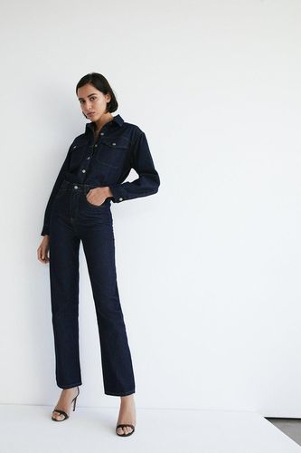 Womens Denim Indigo Long Straight Jeans - - 8 - Warehouse - Modalova