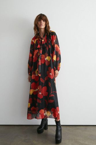 Womens Printed Tie Neck Maxi Dress - - 6 - Warehouse - Modalova
