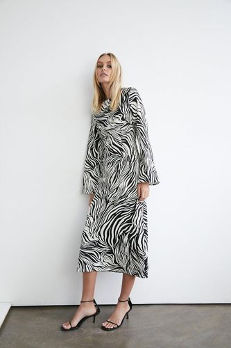 Womens Zebra Satin Crepe Cut Out Midaxi Dress - - 12 - Warehouse - Modalova