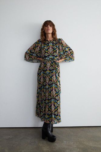 Womens Floral Pleated Belted Maxi Dress - - 6 - Warehouse - Modalova