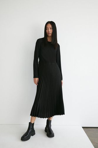 Womens Long Sleeve Pleated Midi Dress - - 10 - Warehouse - Modalova