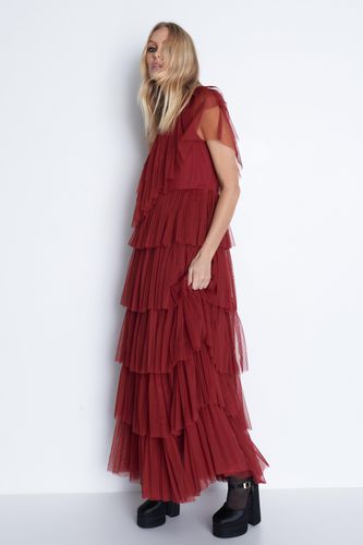 Womens Tulle Asymmetric Ruffle Maxi Dress - - 10 - Warehouse - Modalova