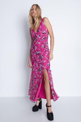 Womens Petite Premium Ruffle Detail Floral Maxi Dress - - 10 - Warehouse - Modalova