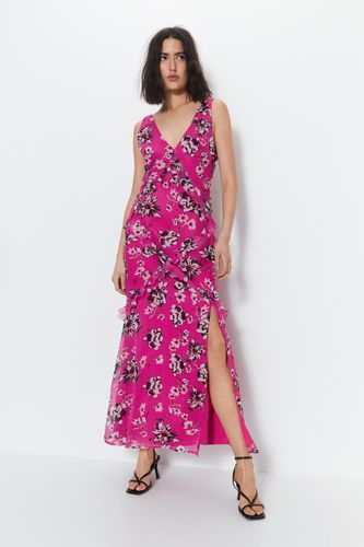 Womens Premium Ruffle Detail Floral Maxi Dress - - 10 - Warehouse - Modalova