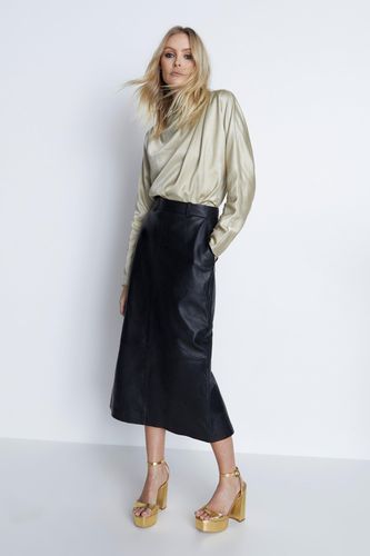 Womens Real Leather Midi Column Skirt - - 14 - Warehouse - Modalova
