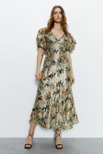 Womens Sparkle Floral Plunge Neck Drape Sleeve Maxi Dress - - 10 - Warehouse - Modalova