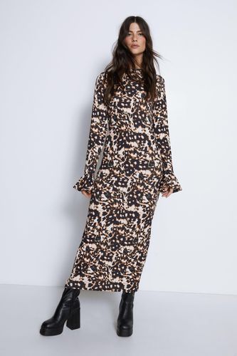 Womens Animal Print Flute Sleeve Midi Dress - - 16 - Warehouse - Modalova