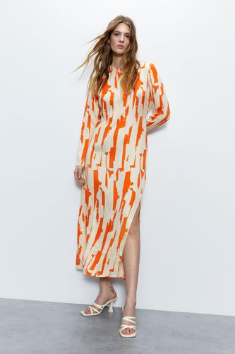 Womens Abstract Print Satin Split Column Dress - - 8 - Warehouse - Modalova