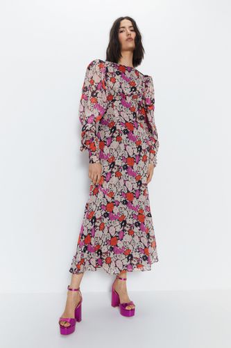 Womens Floral Puff Sleeve Midi Dress - - 10 - Warehouse - Modalova