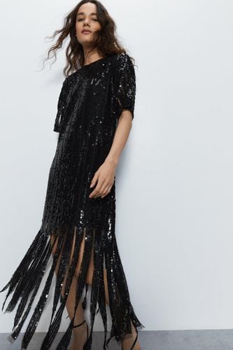 Womens Premium Sequin Fringe Maxi Tunic Dress - - 10 - Warehouse - Modalova