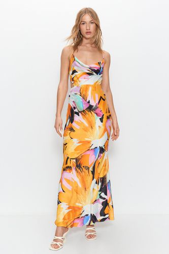 Womens Premium Satin Floral Strappy Back Maxi Dress - - 14 - Warehouse - Modalova
