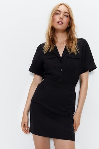 Womens Tailored Utility Detail Mini Shirt Dress - - 12 - Warehouse - Modalova