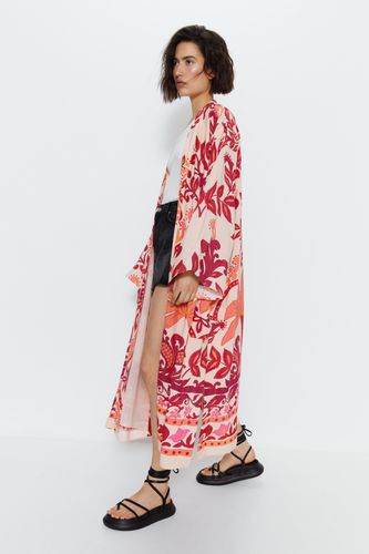 Womens Palm Border Printed Kimono - - 10 - Warehouse - Modalova
