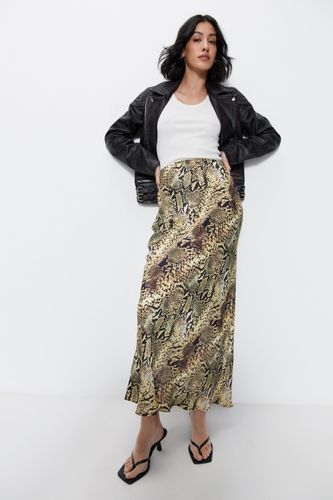 Womens Snake Print Premium Satin Bias Maxi Skirt - - 10 - Warehouse - Modalova