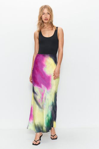 Womens Dye Print Premium Satin Bias Maxi Skirt - - 12 - Warehouse - Modalova