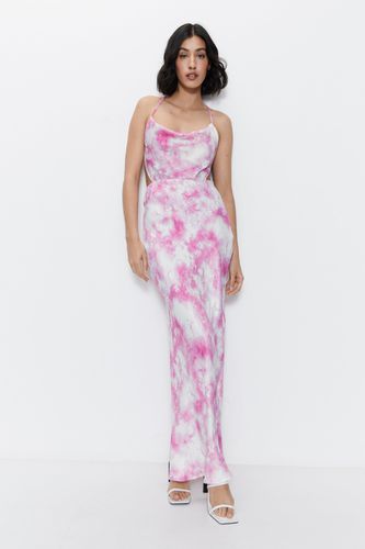 Womens Premium Satin Tie Dye Strappy Back Maxi Dress - - 10 - Warehouse - Modalova