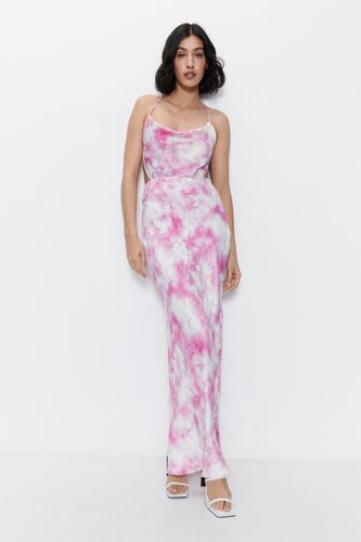 Womens Premium Satin Tie Dye Strappy Back Maxi Dress - - 12 - Warehouse - Modalova