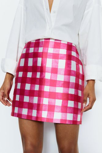 Womens Tailored Gingham Satin Twill Mini Skirt - - 12 - Warehouse - Modalova