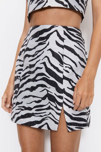 Womens Premium Jacqaurd Zebra Print Mini Skirt - - 10 - Warehouse - Modalova