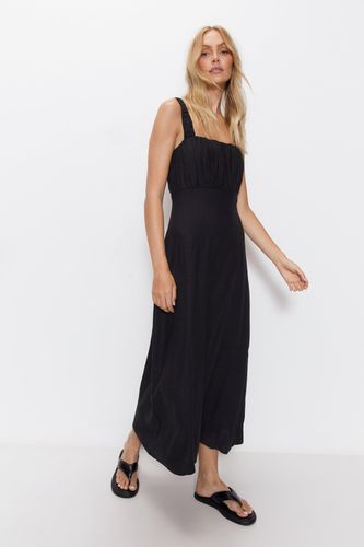 Womens Linen Ruched Detail Maxi Dress - - 12 - Warehouse - Modalova