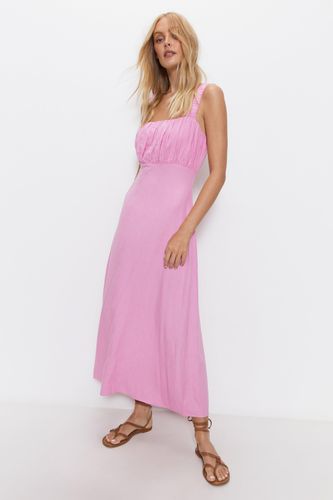 Womens Linen Ruched Detail Maxi Dress - - 12 - Warehouse - Modalova