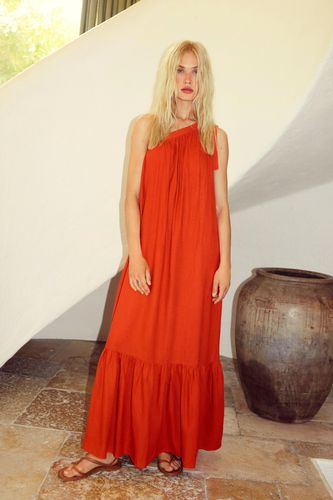 Womens Linen One Shoulder Tiered Maxi Dress - 12 - Warehouse - Modalova