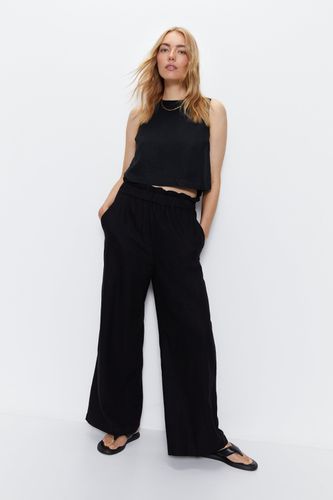 Womens Linen Paper Bag Wide Leg Trousers - - 6 - Warehouse - Modalova