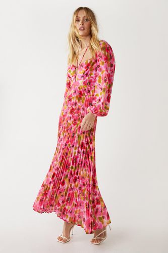 Womens Floral Printed Strap Detail Pleated Midi Dress - - 12 - Warehouse - Modalova