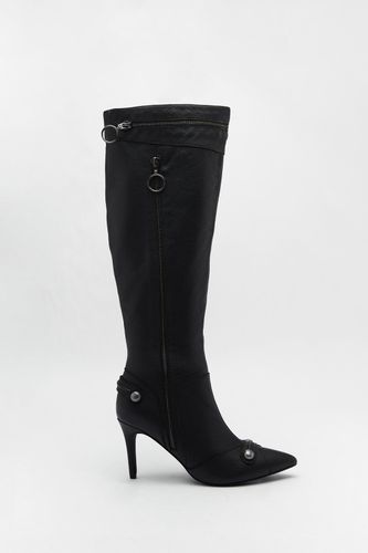 Womens Leather Zip & Stud Pointed Toe Knee High Boots - - 3 - Warehouse - Modalova