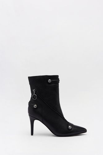 Womens Leather Zip & Stud Pointed Toe Ankle Boots - - 5 - Warehouse - Modalova