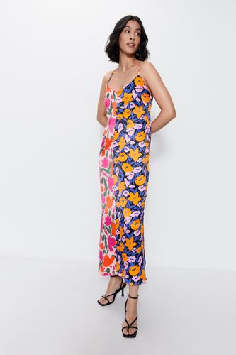 Womens Petite Splice Floral Satin Strappy Dress - - 12 - Warehouse - Modalova