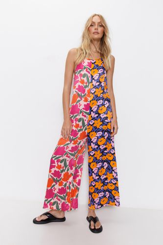 Womens Splice Bright Floral Strappy Jumpsuit - - 10 - Warehouse - Modalova