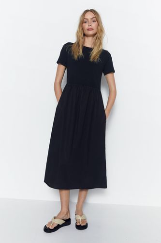 Womens Short Sleeve Woven Mix Midi Dress - - 14 - Warehouse - Modalova