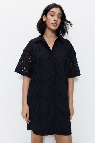 Womens Broderie Mini Shirt Dress - - 12 - Warehouse - Modalova
