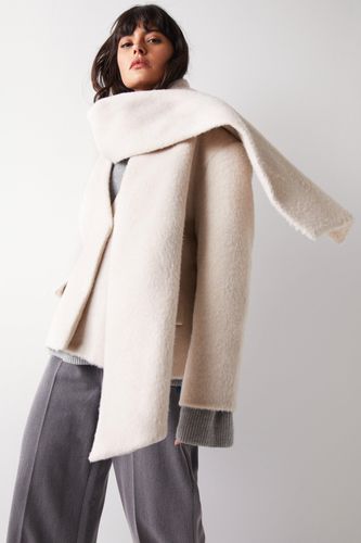 Womens Premium Brushed Wool Blend Scarf Coat - - 10 - Warehouse - Modalova