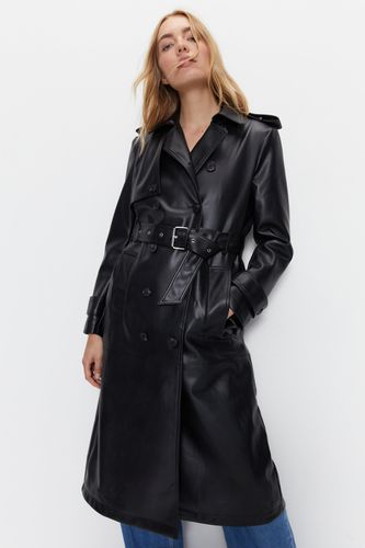 Womens Premium Classic Faux Leather Trench Coat - - 10 - Warehouse - Modalova