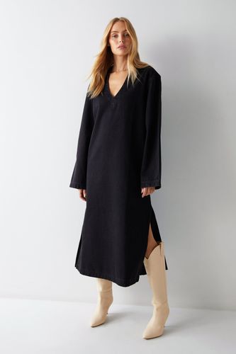 Womens Denim Long Sleeve Midi Smock Dress - - 10 - Warehouse - Modalova