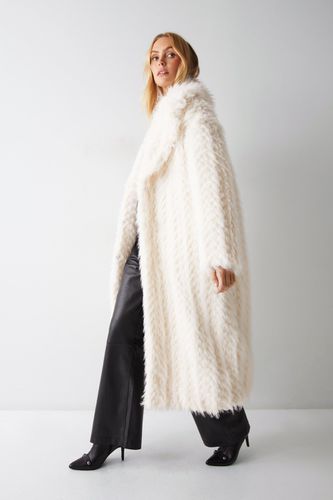 Womens Premium Textured Fur Oversized Coat - - 10 - Warehouse - Modalova