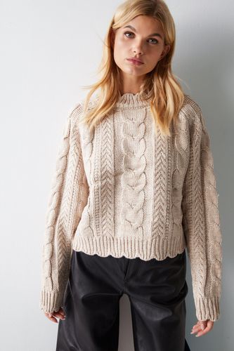 Womens Cable Knit Cropped Jumper - - L - Warehouse - Modalova