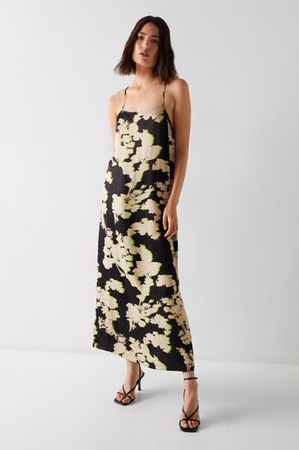 Womens Shadow Floral Premium Satin Strappy Dress - - 12 - Warehouse - Modalova